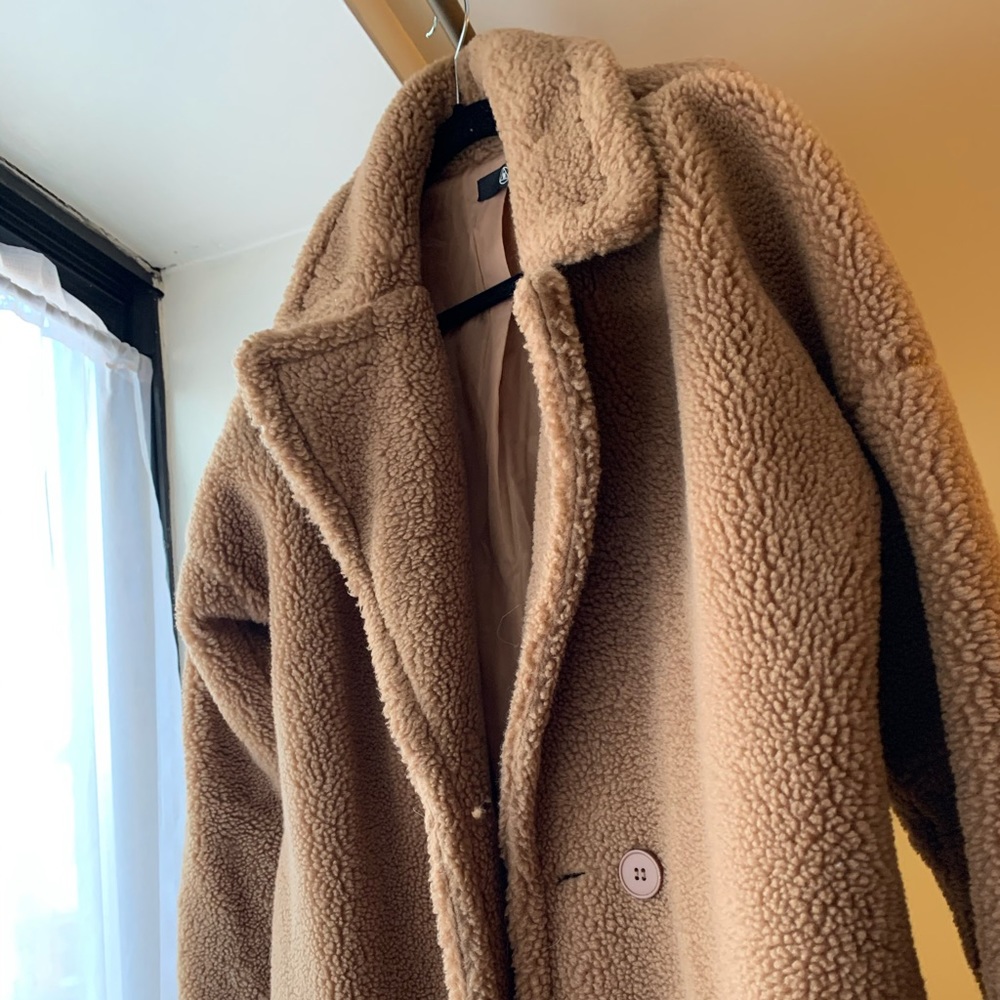 Misguided teddy long borg coat